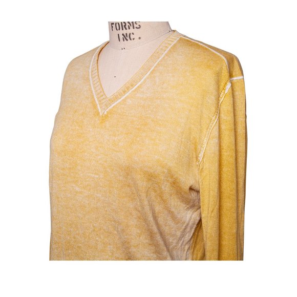 John Varvatos Men's Mustard Knit V-Neck Pullover Sweater Silk & Cashmere Size M - Picture 4 of 7